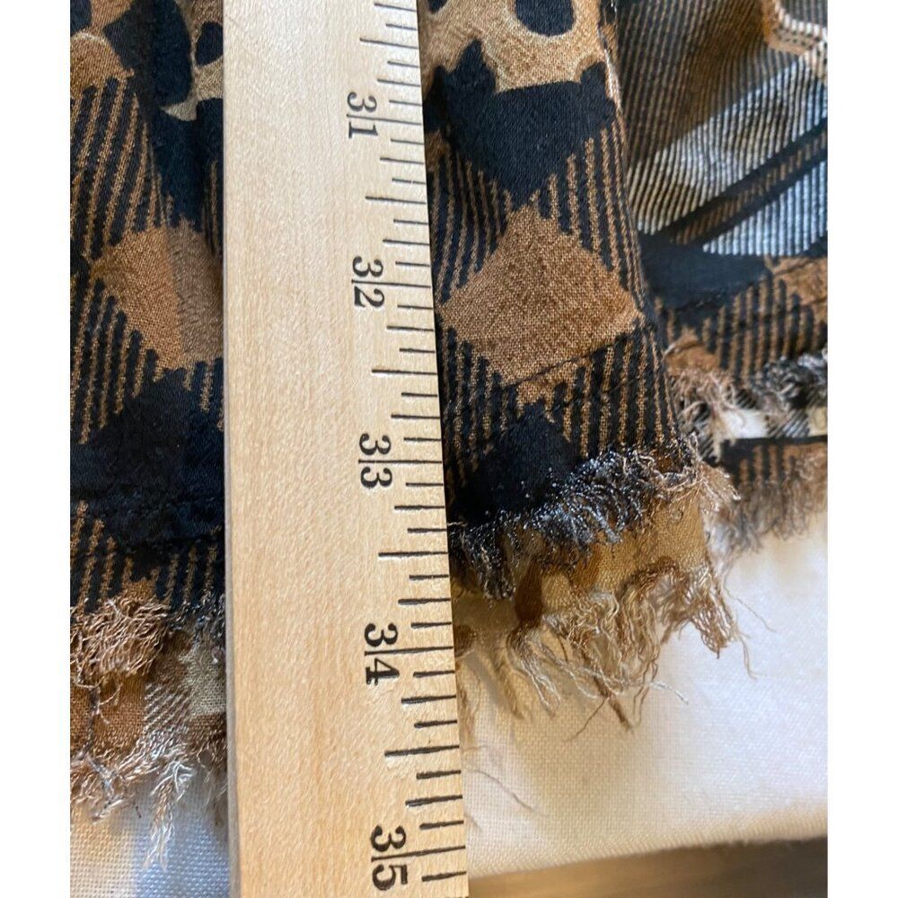 Cato Women’s M Tunic Dress Patchwork Plaid & Leopard Print Frayed Hem Boho Artsy - Picture 9 of 14